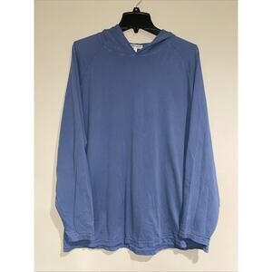PETER MILLAR Blue Performance Hooded T Shirt Golf Long Sleeve Soft Casual Sz XL